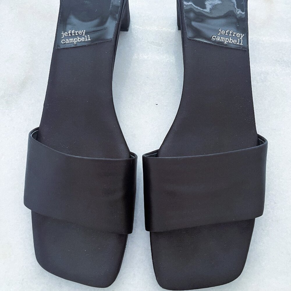 Jeffrey Campbell Low-Key Black Satin Women's Slides/Sandal Size 9M